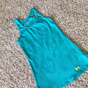 Teal racer back ribbed stretch workout tank top
